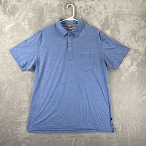 Relwen Shirt men's XL Polo Short Sleeve Chest Pocket Blue Casual Collared